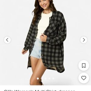 Gilli Black & White Plaid Oversized Shirt Jacket
